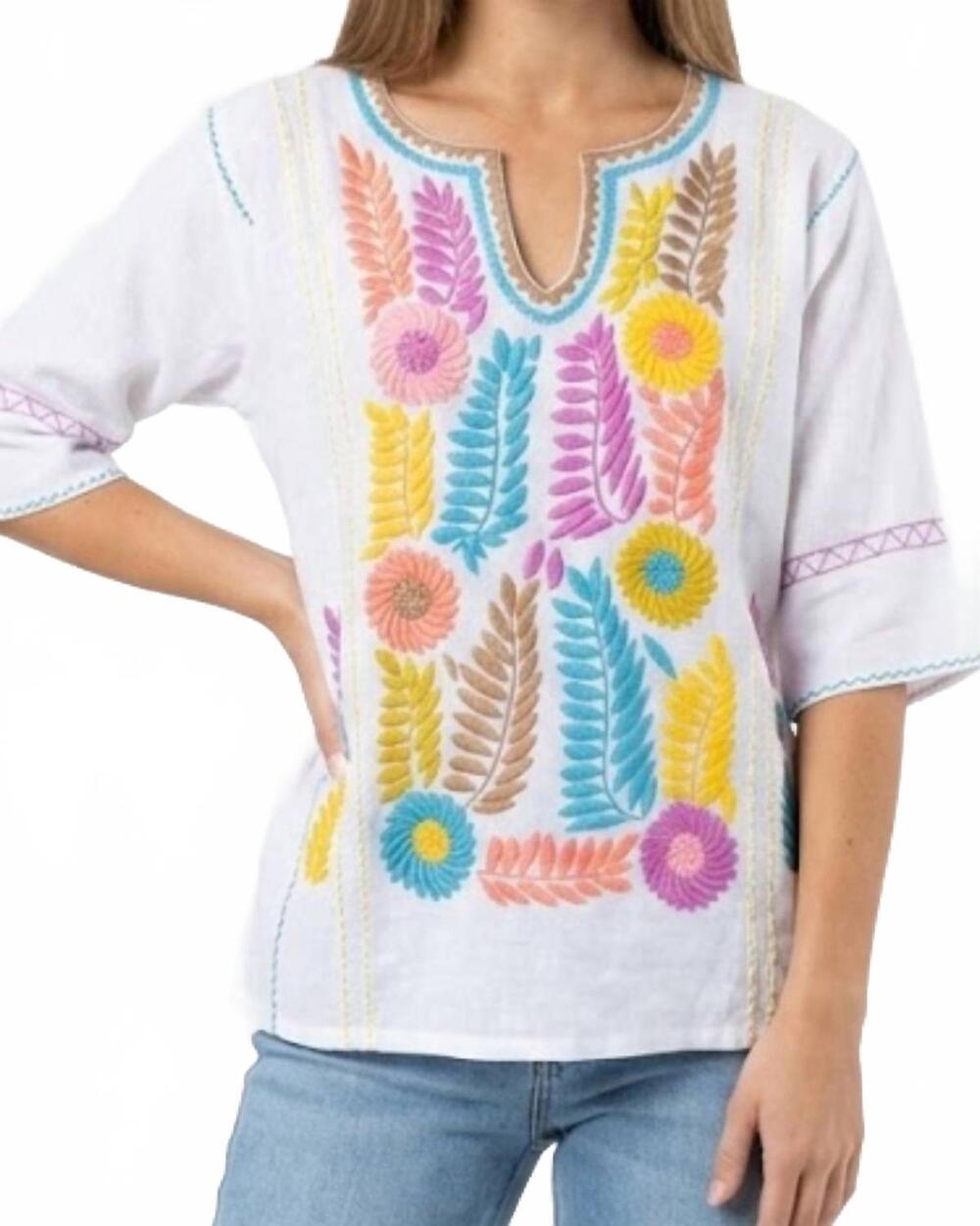 NEW AMELIA'S gloria emboidered blouse in white multi